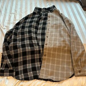 Half Black, Half Tan button up